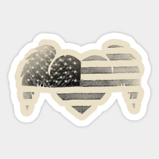 Faded American Winged Heart Sticker